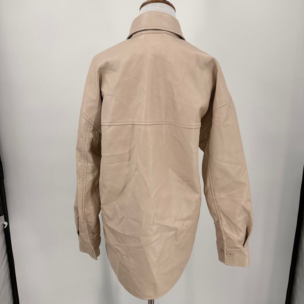 Babaton Cream Pelli Vegan Leather Shirt Jacket Shacket Size 2XS - Picture 3 of 7